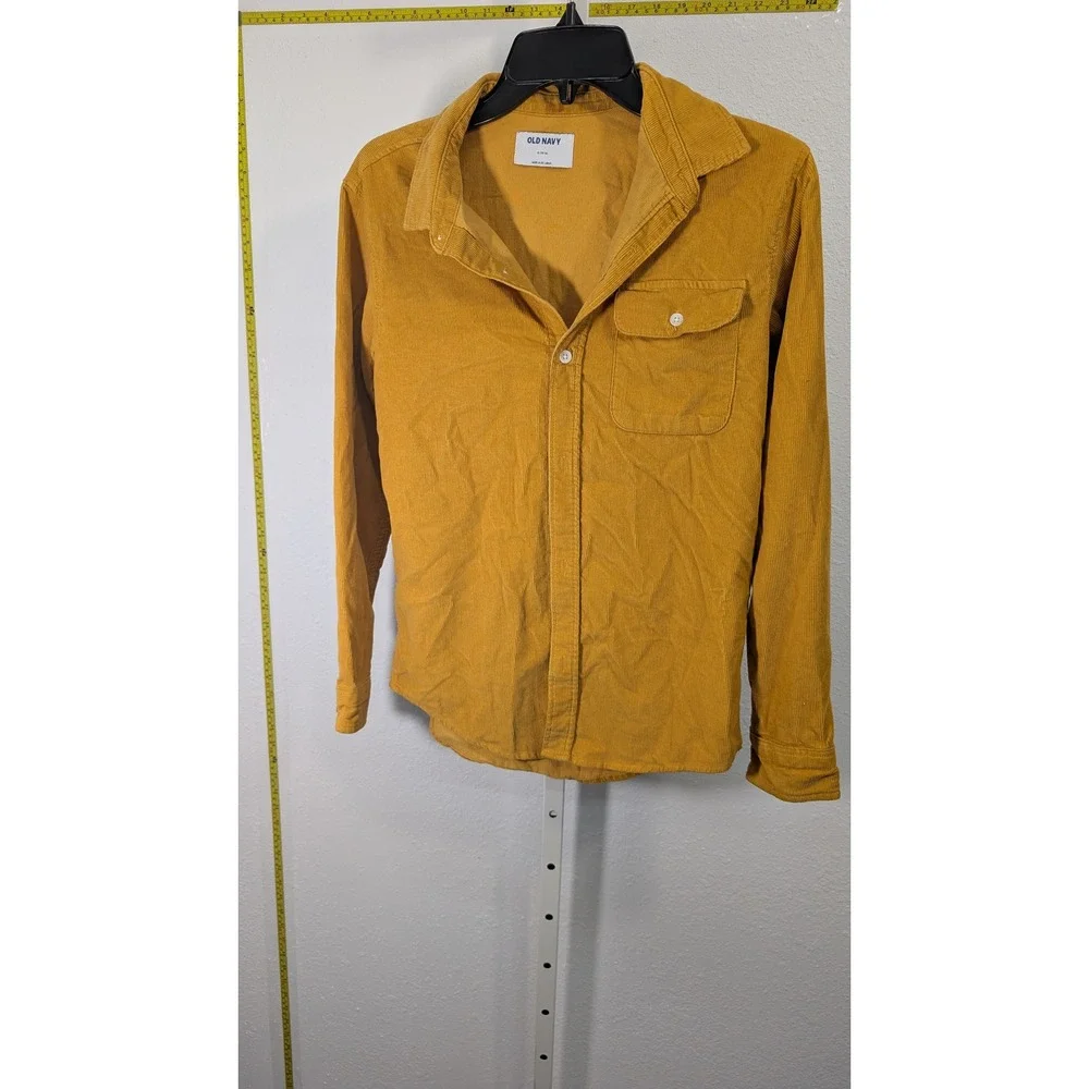 Old Navy Boys XL‎ 14-16 Corduroy Button Down Shirt Mustard Yellow Long Sleeve